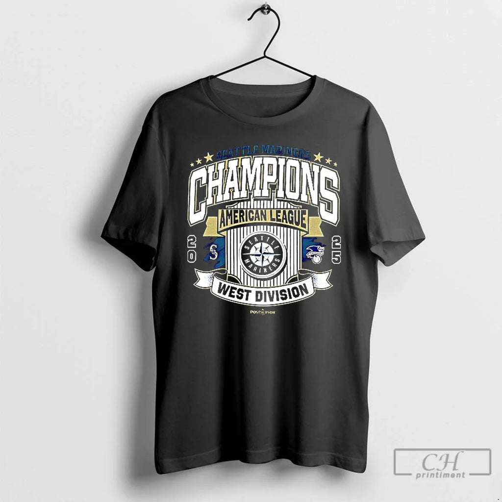 Premium Seattle Mariners 2025 Al West Division - Adult & Kids T-Shirts, Sweatshirts & Hoodies apparel design preview 1