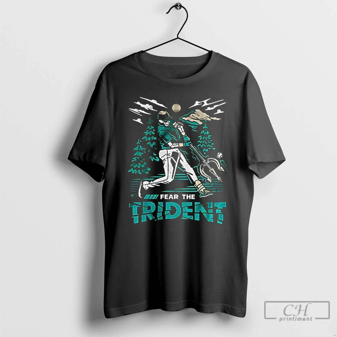 Premium Seattle Mariners Skeleton Fear The Trident - Adult & Kids T-Shirts, Sweatshirts & Hoodies apparel design preview 1