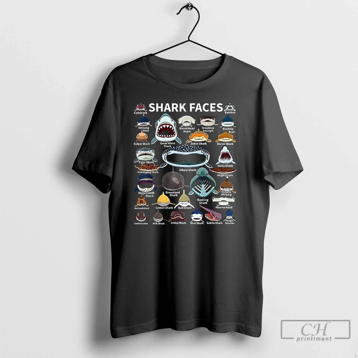 Premium Shark Faces Type Of - Adult & Kids T-Shirts, Sweatshirts & Hoodies apparel design preview 1
