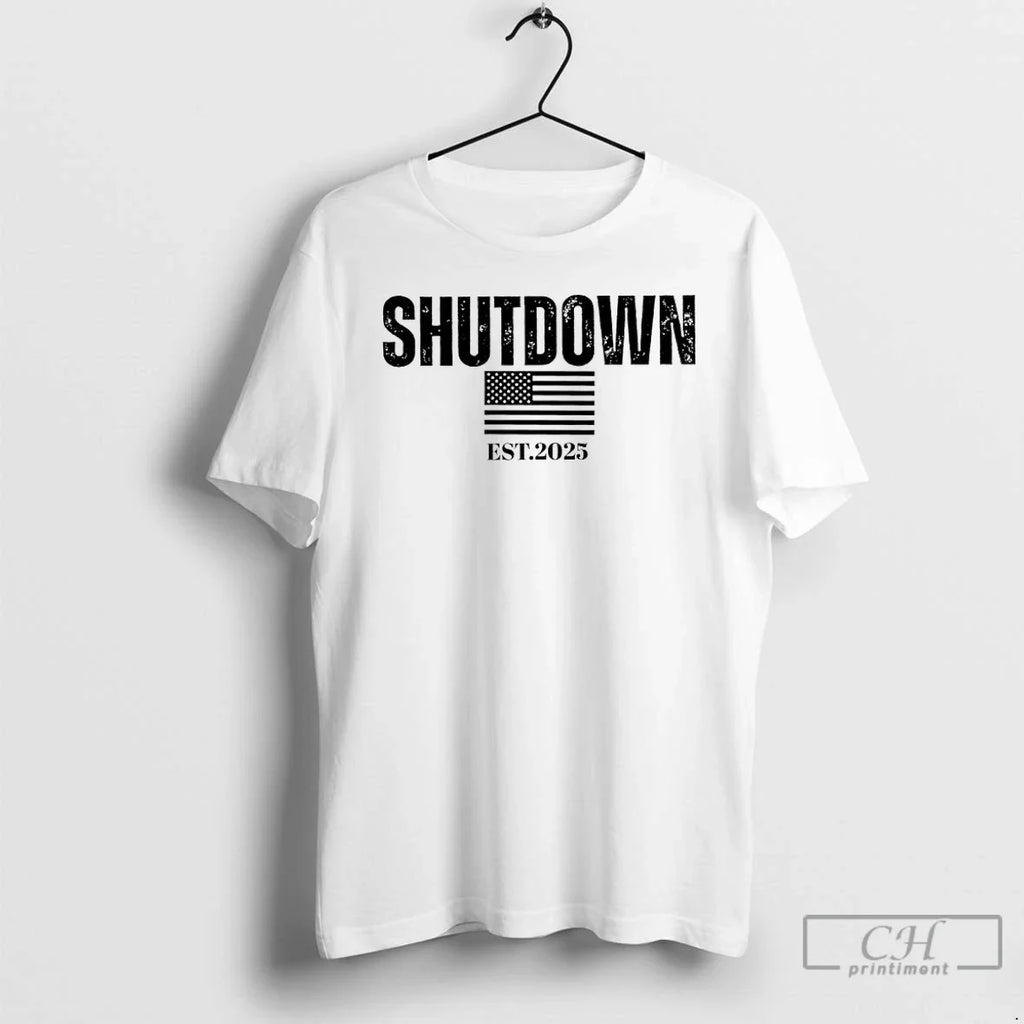 Premium Shutdown 2025 American Flag - Adult & Kids T-Shirts, Sweatshirts & Hoodies apparel design preview 1