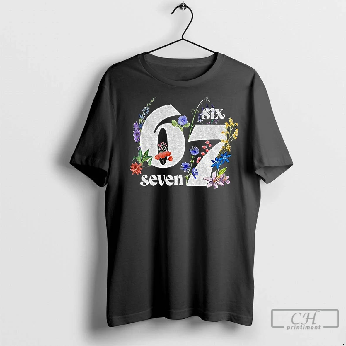 Premium Six Seven 6 7 Floral Gen Z Humor - Adult & Kids T-Shirts, Sweatshirts & Hoodies apparel design preview 1
