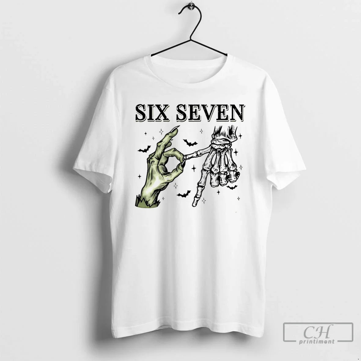 Premium Six Seven Skeleton Hand Halloween - Adult & Kids T-Shirts, Sweatshirts & Hoodies apparel design preview 1