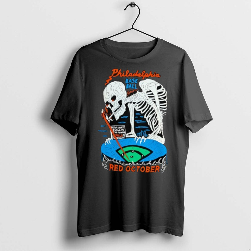 Premium Skeleton Philadelphia Phillies Baseball Red - Adult & Kids T-Shirts, Sweatshirts & Hoodies apparel design preview 1