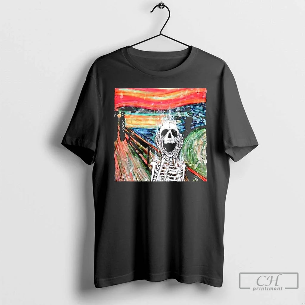 Premium Skeleton The Scream Edvard Munchs Famous - Adult & Kids T-Shirts, Sweatshirts & Hoodies apparel design preview 1
