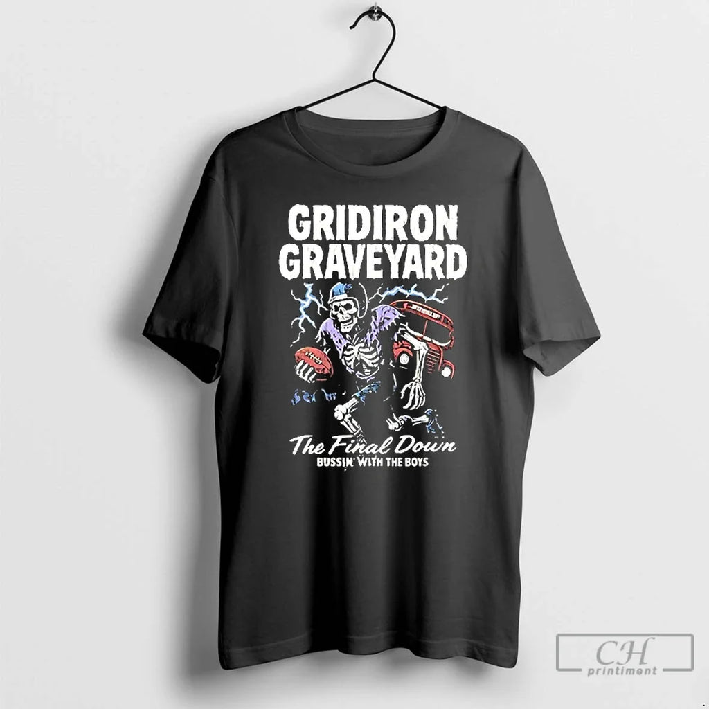 Premium Skeleton Gridiron Graveyard The Final Down - Adult & Kids T-Shirts, Sweatshirts & Hoodies apparel design preview 1