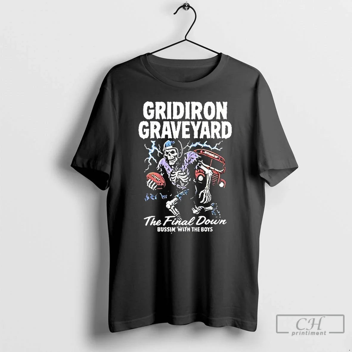 Premium Skeleton Gridiron Graveyard The Final Down - Adult & Kids T-Shirts, Sweatshirts & Hoodies apparel design preview 1