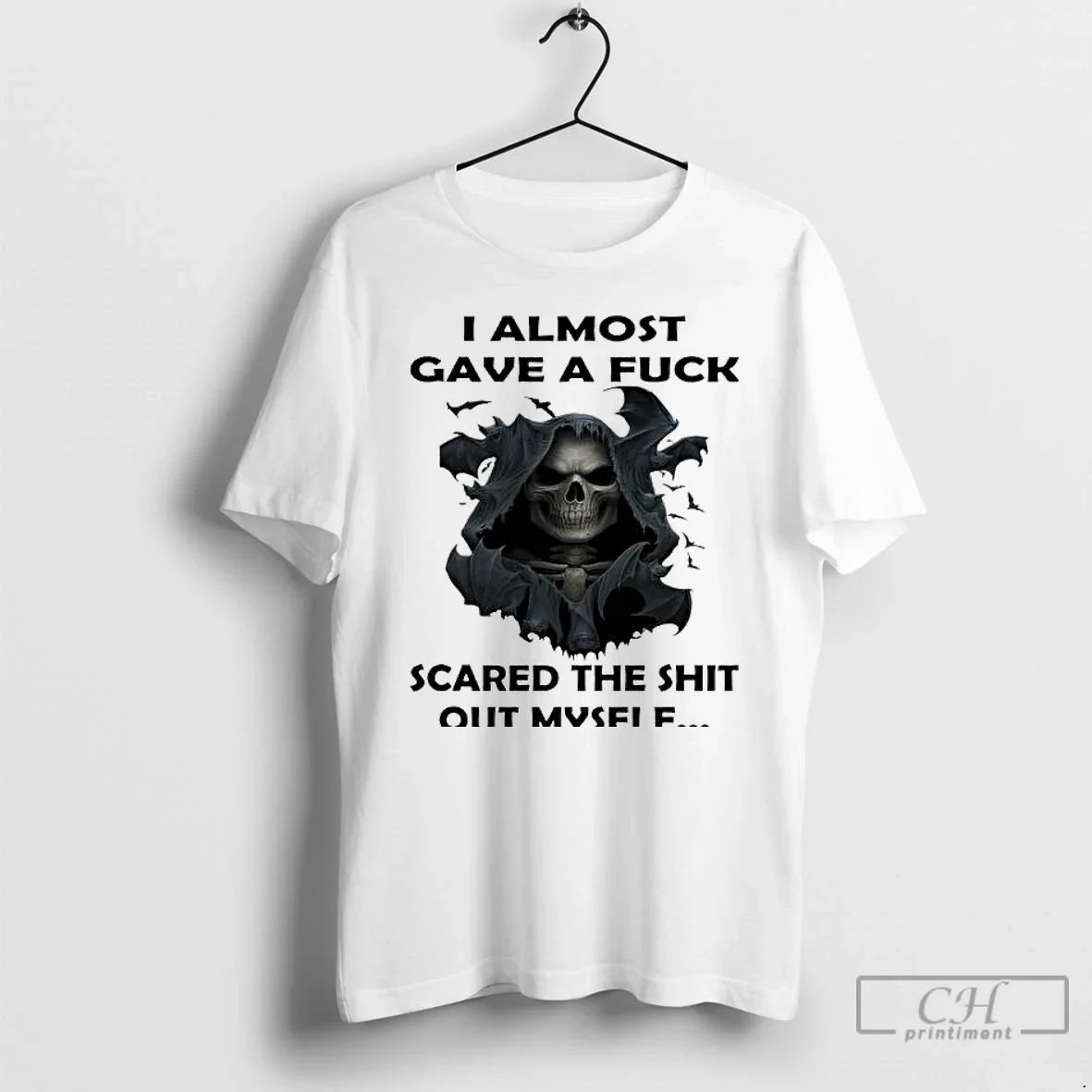 Premium Skeleton I Almost Gave A Fuck Scared The Shit - Adult & Kids T-Shirts, Sweatshirts & Hoodies apparel design preview 1