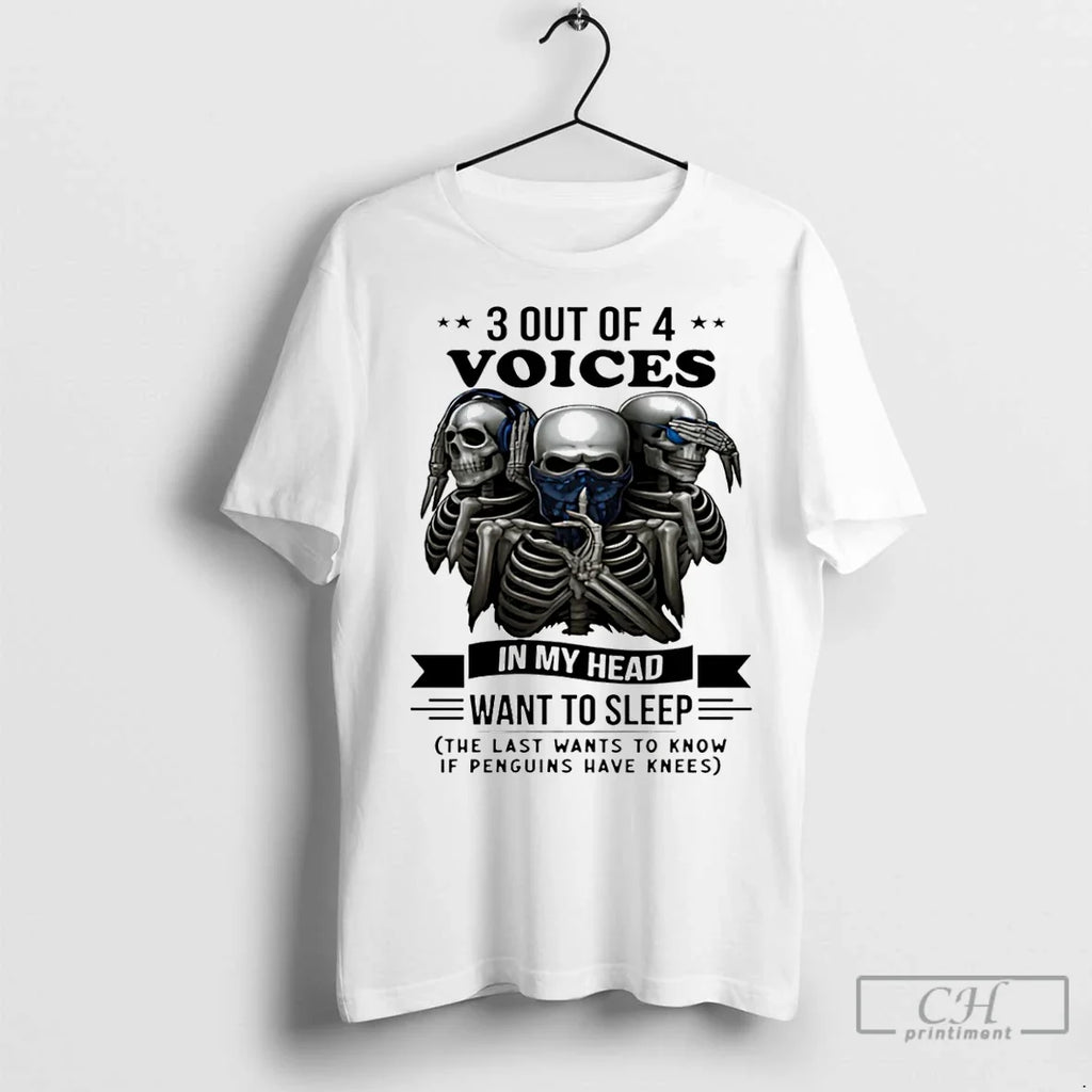 Premium Skull 3 Out Of 4 Voices In My Head Want To - Adult & Kids T-Shirts, Sweatshirts & Hoodies apparel design preview 1