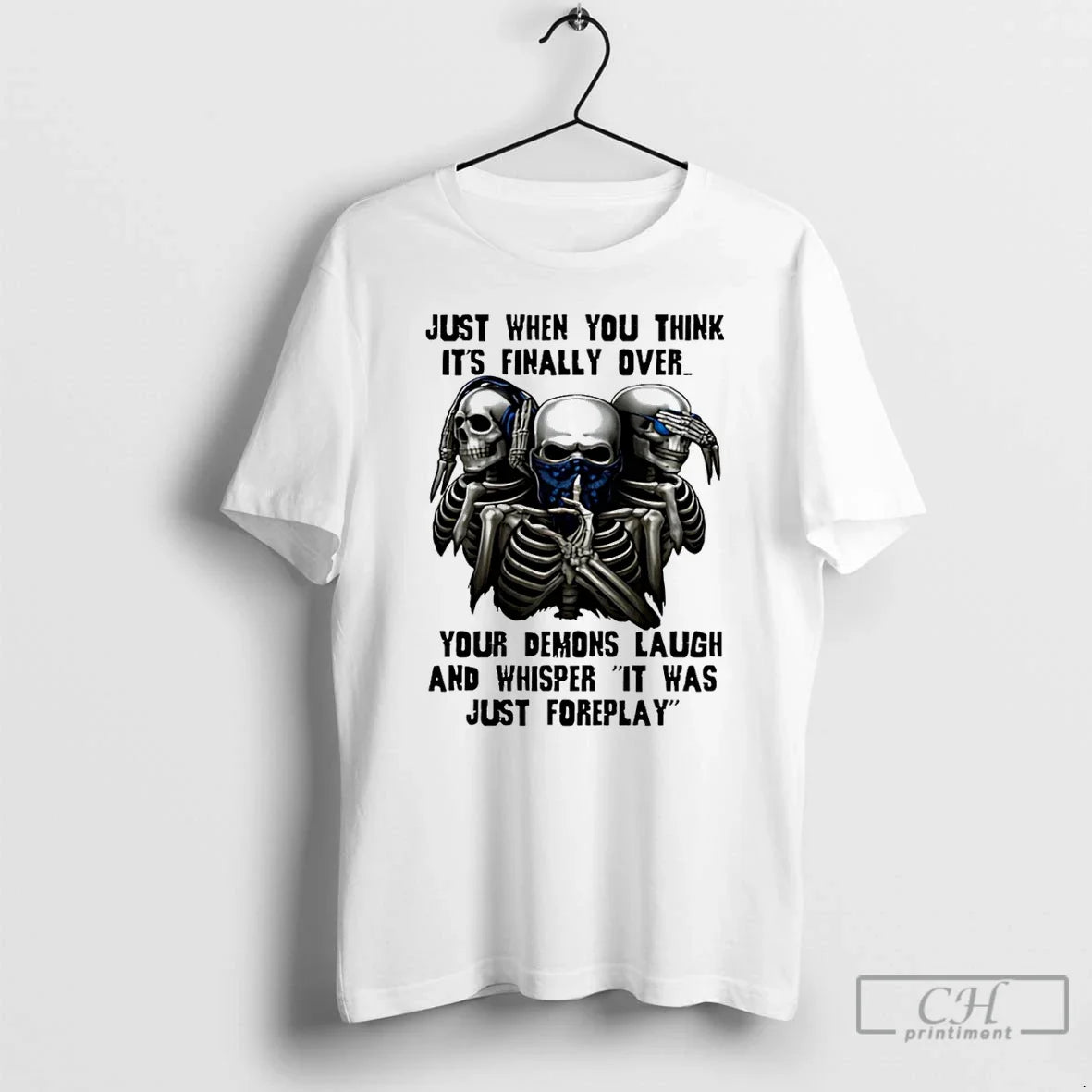 Premium Skull Just When You Think Its Finally Over - Adult & Kids T-Shirts, Sweatshirts & Hoodies apparel design preview 1
