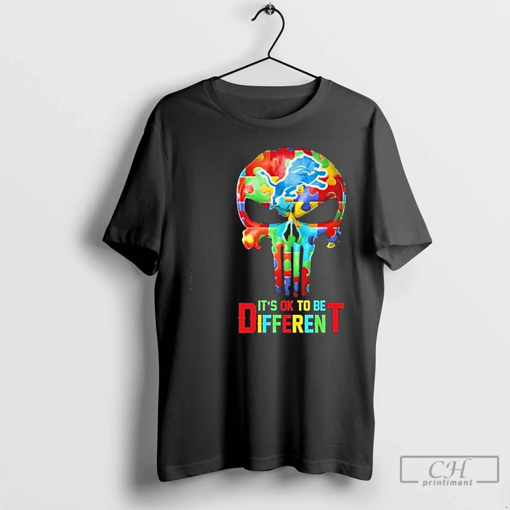Premium Skull X Detroit Lions Autism Its Ok To Be - Adult & Kids T-Shirts, Sweatshirts & Hoodies apparel design preview 1