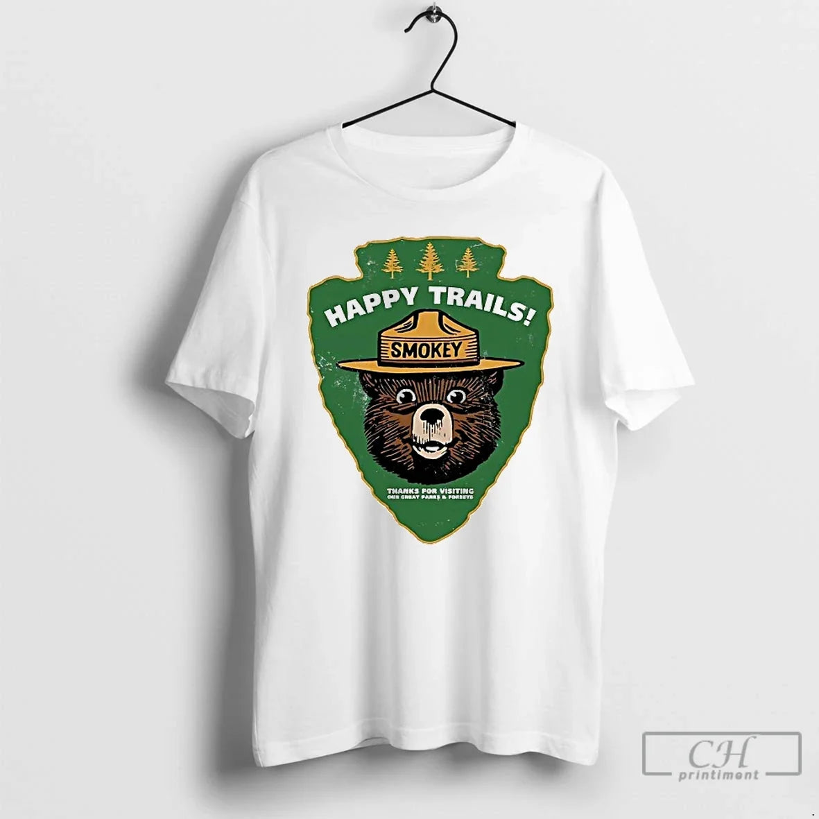 Premium Smokey Bear Happy Trails Thanks For Visiting - Adult & Kids T-Shirts, Sweatshirts & Hoodies apparel design preview 1