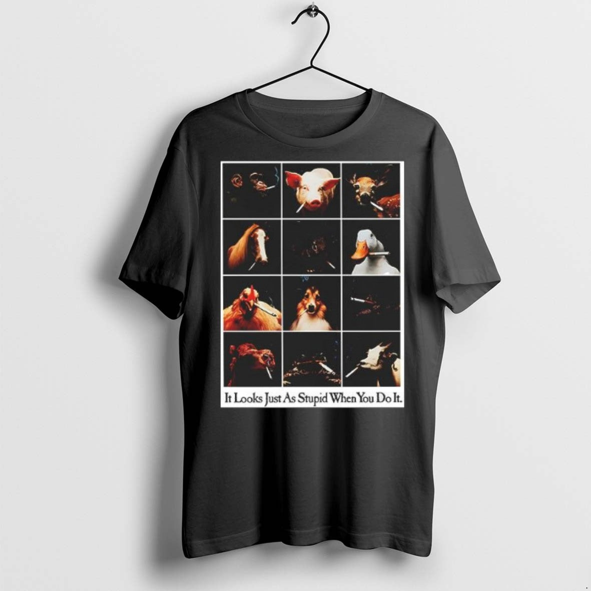 Premium Smoking Animals It Looks Just As Stupid When - Adult & Kids T-Shirts, Sweatshirts & Hoodies apparel design preview 1