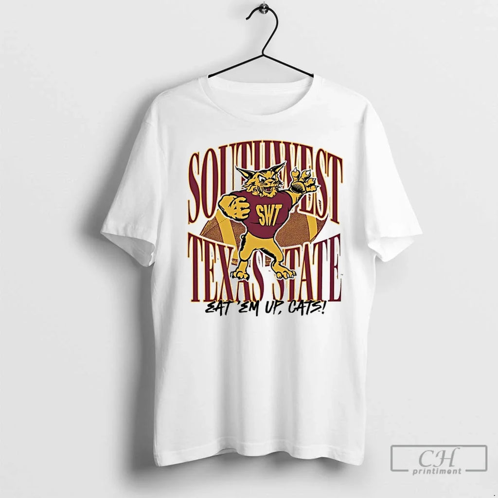 Premium Southwest Texas State Eat Em Up Cats 1990s - Adult & Kids T-Shirts, Sweatshirts & Hoodies apparel design preview 1