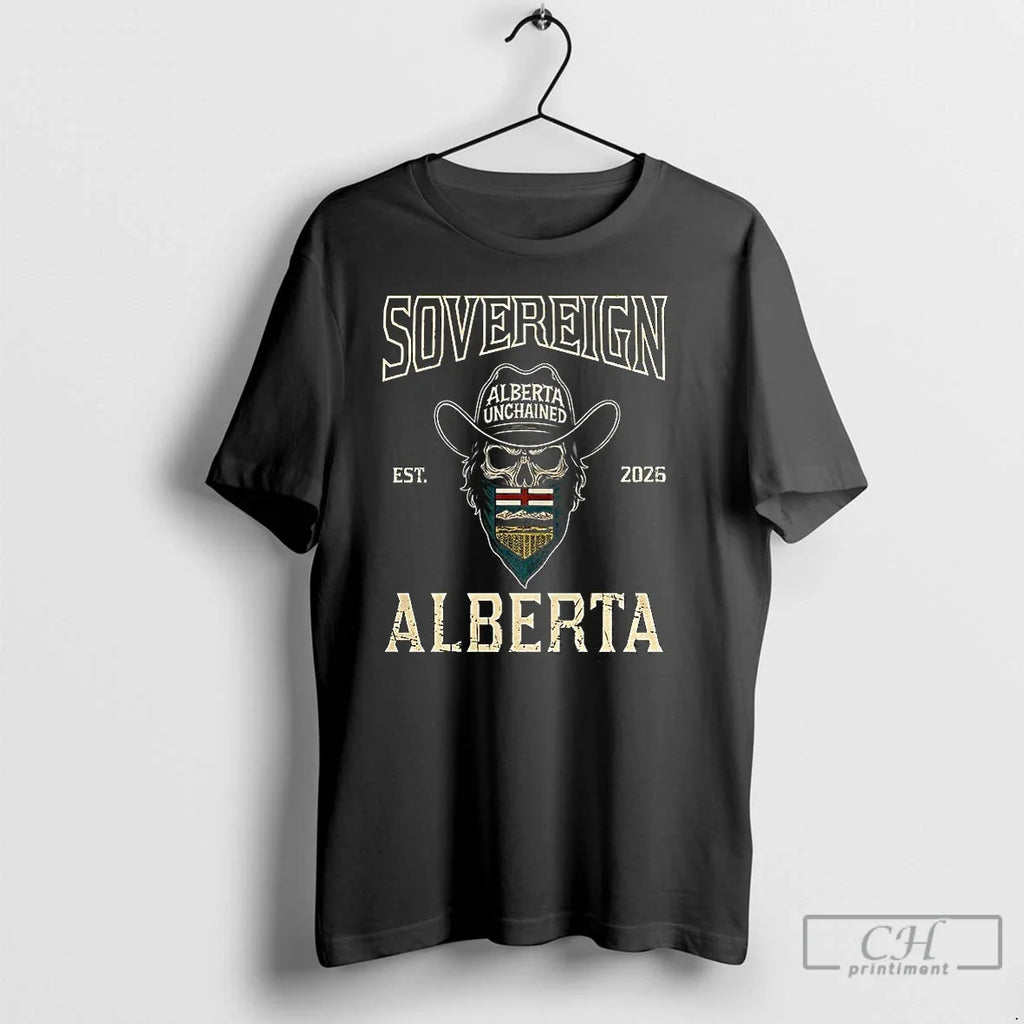 Premium Sovereign Alberta Unchained Est 2026 Skull - Adult & Kids T-Shirts, Sweatshirts & Hoodies apparel design preview 1