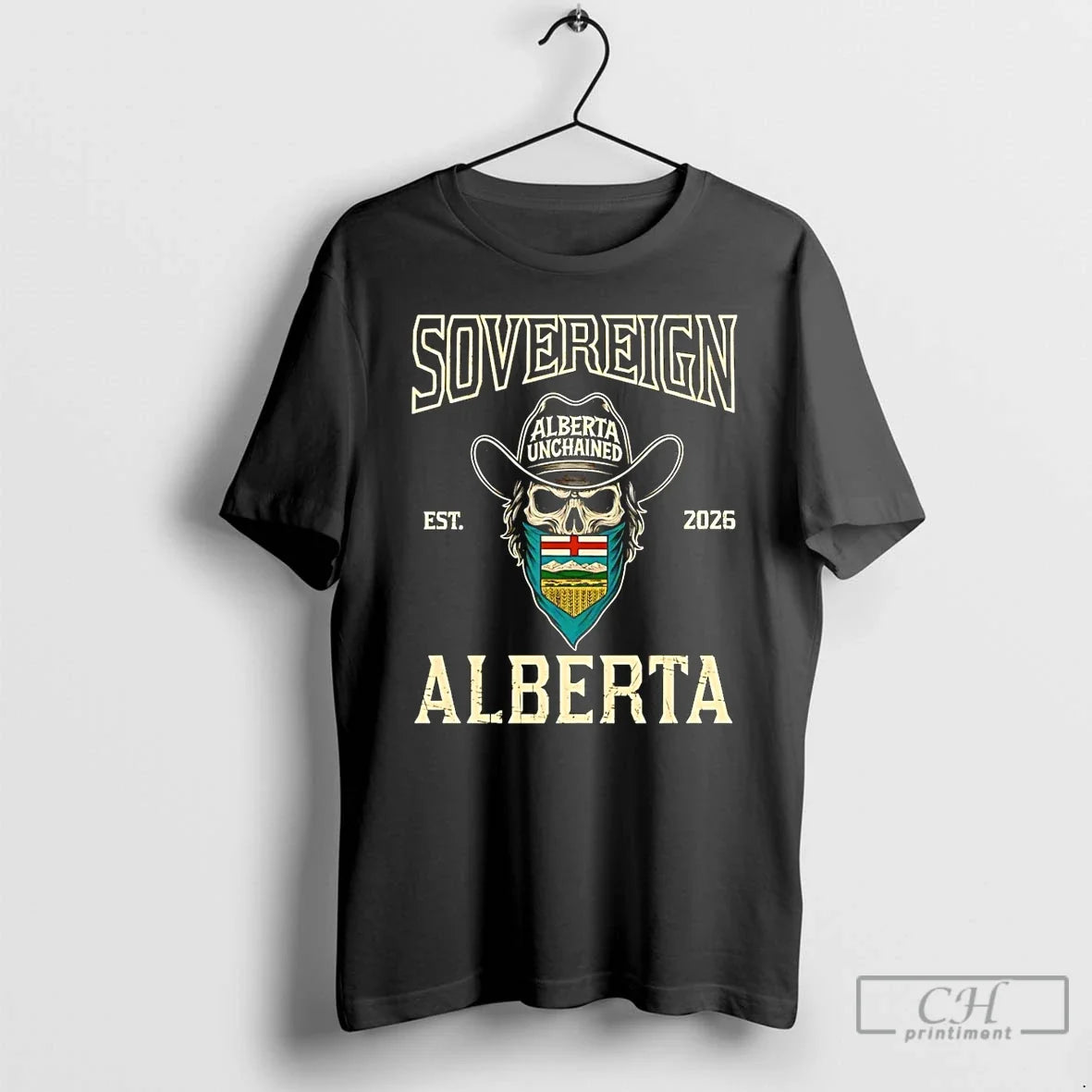 Premium Sovereign Skull Alberta Unchained Est 2026 - Adult & Kids T-Shirts, Sweatshirts & Hoodies apparel design preview 1