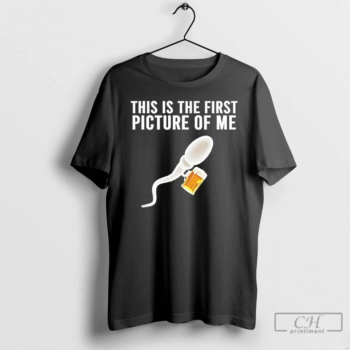 Premium Sperm Cell Holding A Beer This Is The First - Adult & Kids T-Shirts, Sweatshirts & Hoodies apparel design preview 1