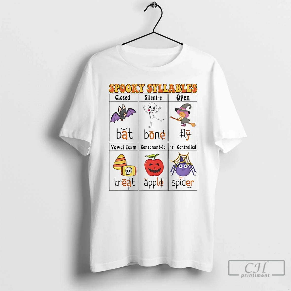 Premium Spooky Syllables Teacher Halloween - Adult & Kids T-Shirts, Sweatshirts & Hoodies apparel design preview 1