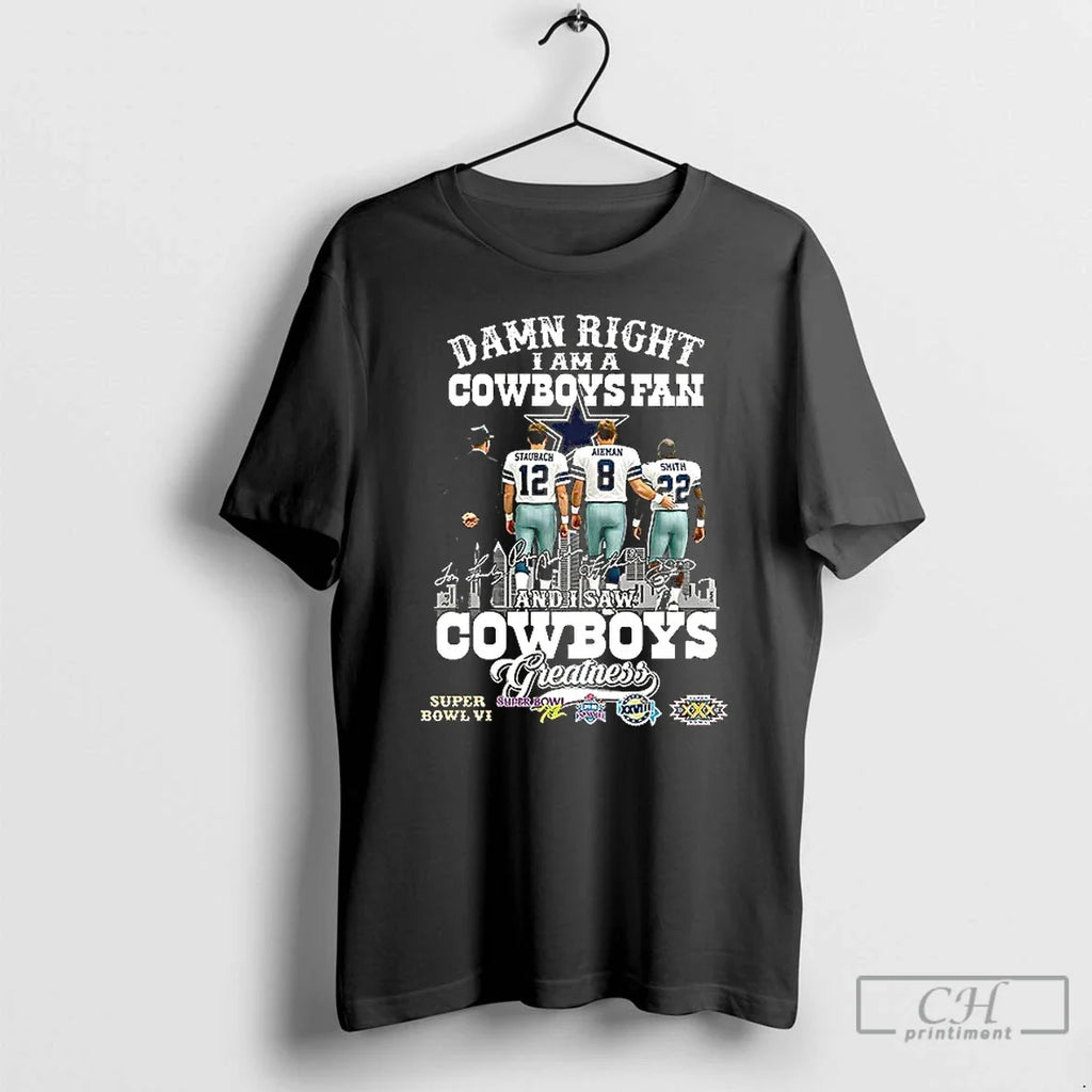 Premium Staubach Smith Landry Damn Right I Am A - Adult & Kids T-Shirts, Sweatshirts & Hoodies apparel design preview 1