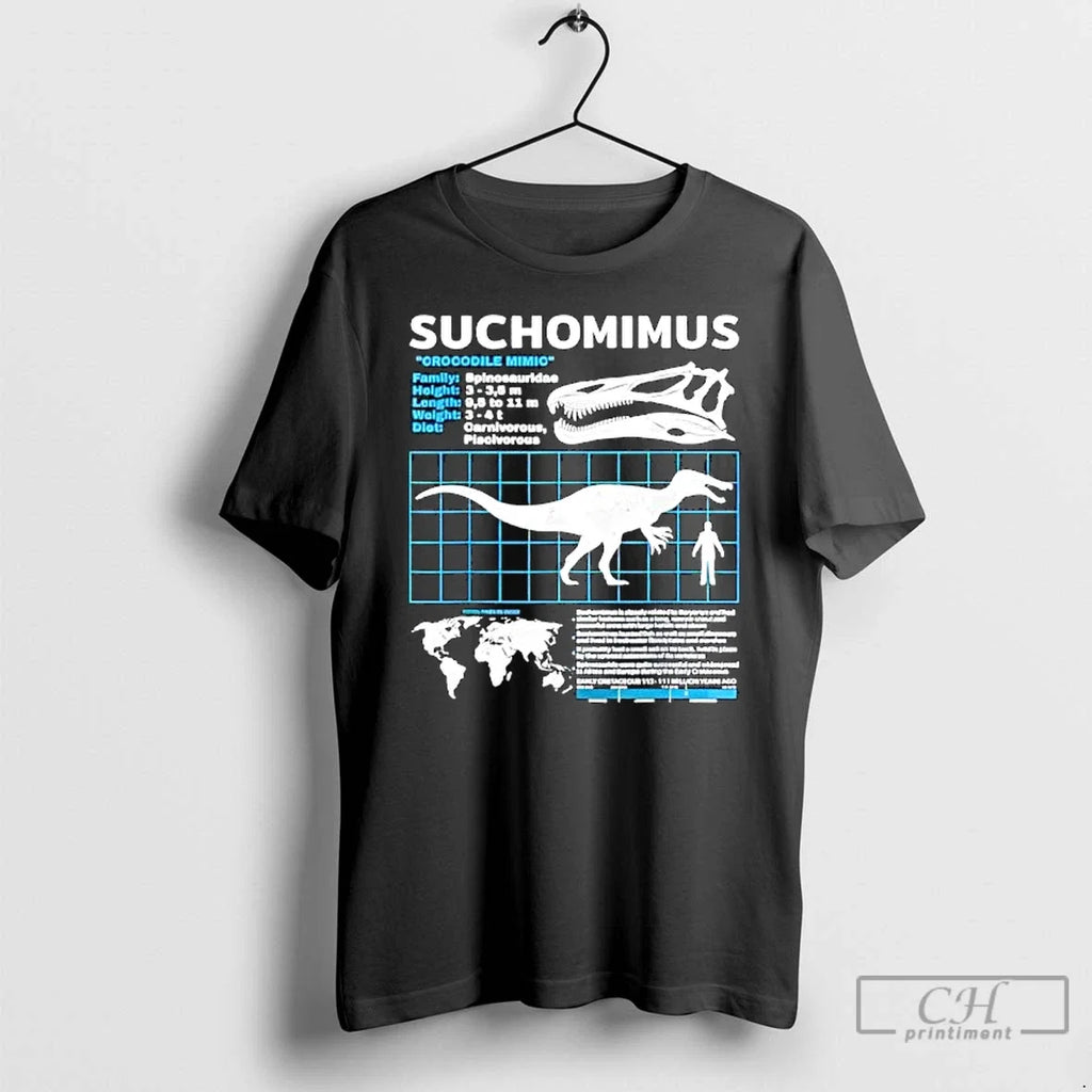 Premium Suchomimus Fact Sheet Dinosaur Facts - Adult & Kids T-Shirts, Sweatshirts & Hoodies apparel design preview 1