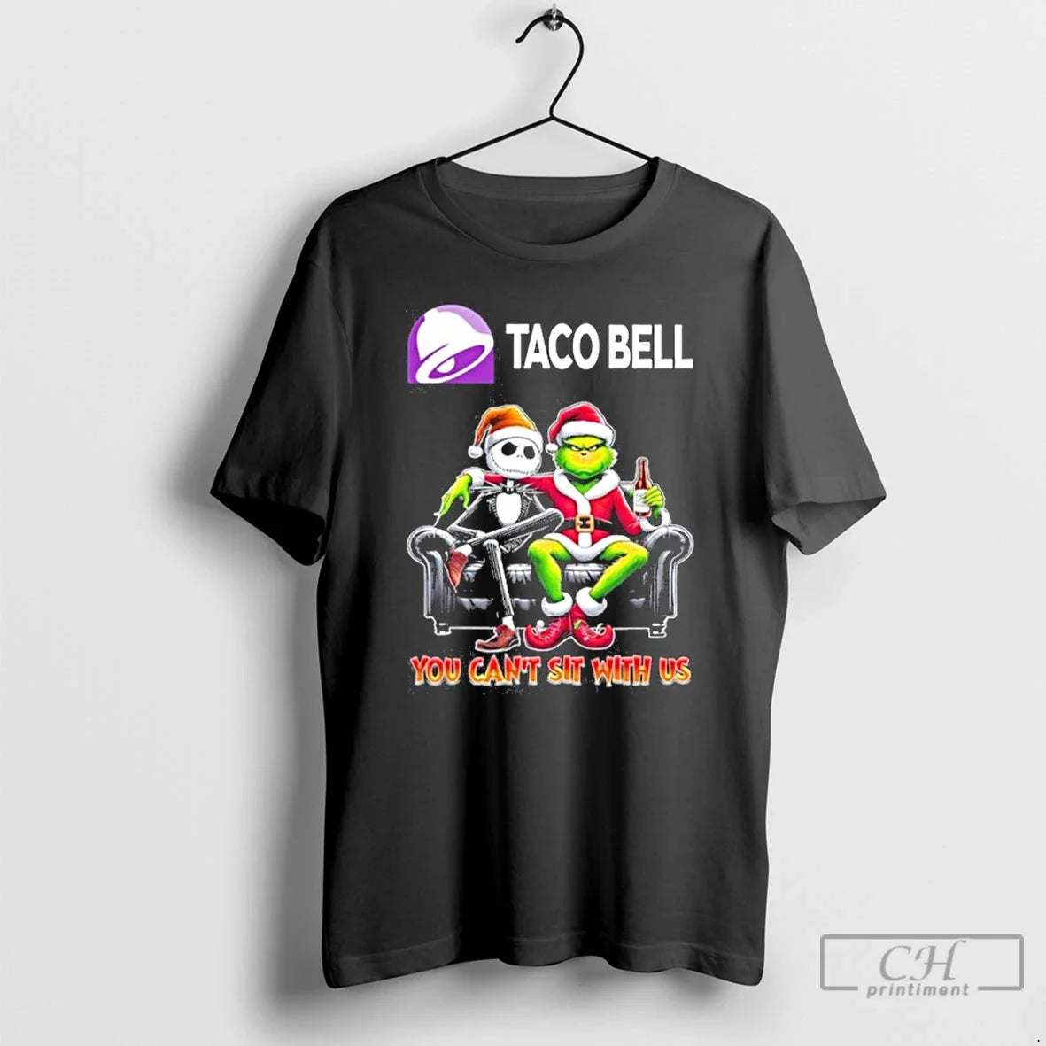 Premium Taco Bell Logo Santa Jack And Grinch You Cant - Adult & Kids T-Shirts, Sweatshirts & Hoodies apparel design preview 1