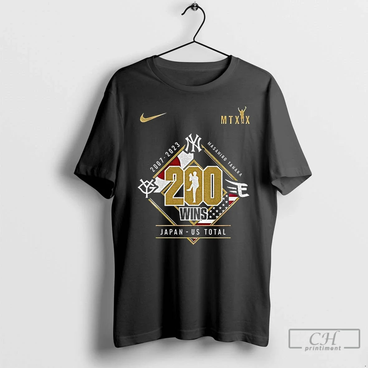 Premium Tanaka Masahiro New York Yankees Baseball 200 - Adult & Kids T-Shirts, Sweatshirts & Hoodies apparel design preview 1