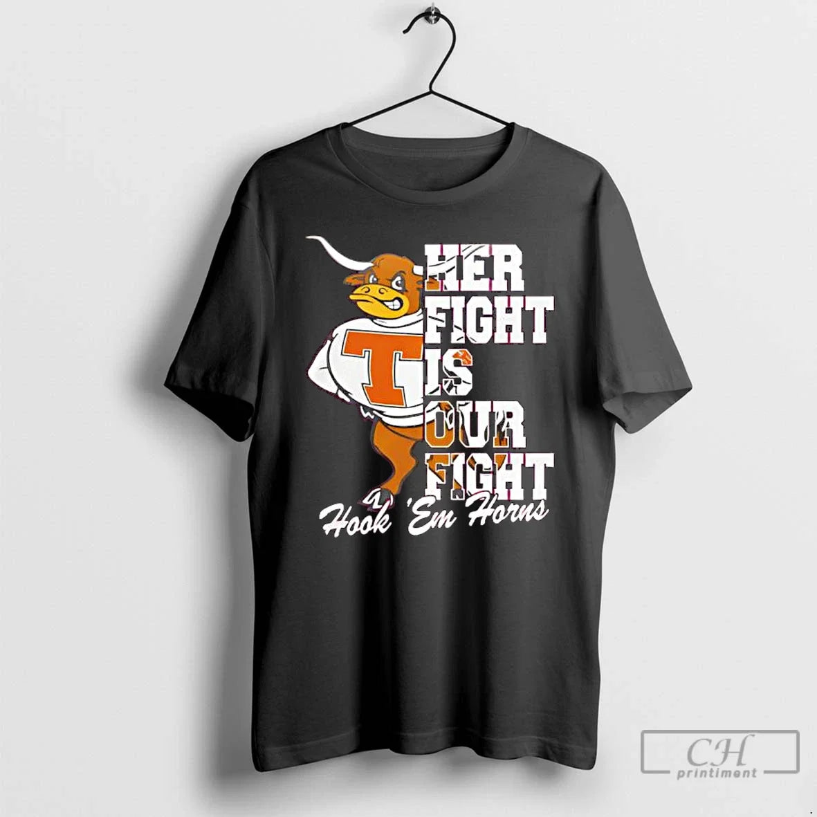 Premium Texas Longhorns Tide Tackle Cancer Her Fight - Adult & Kids T-Shirts, Sweatshirts & Hoodies apparel design preview 1