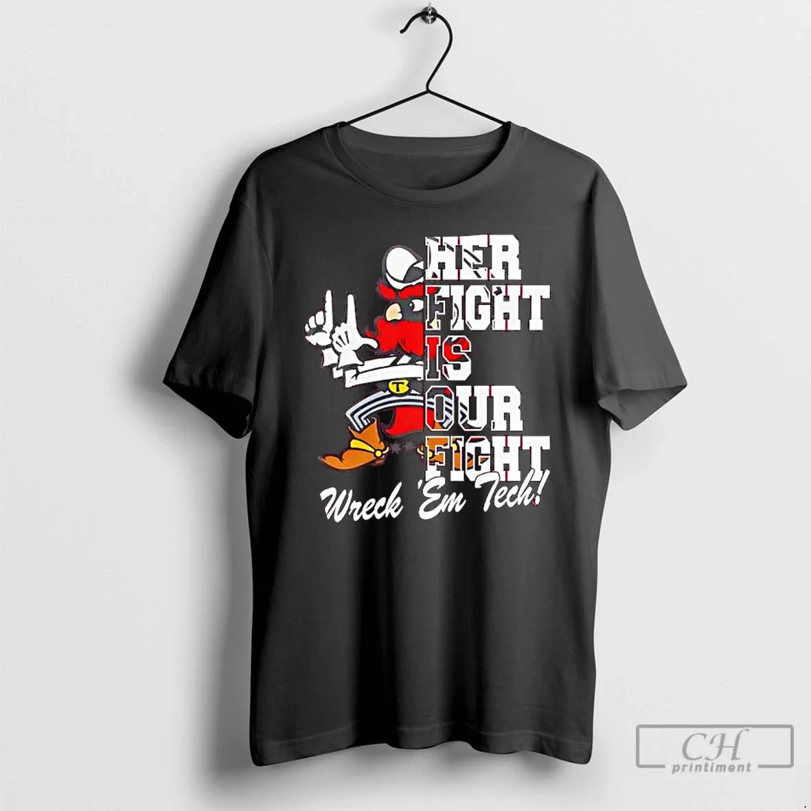 Premium Texas Tech Red Raiders Tackle Cancer Her - Adult & Kids T-Shirts, Sweatshirts & Hoodies apparel design preview 1