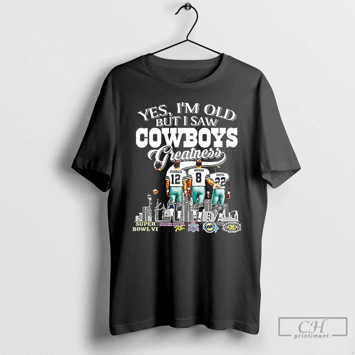 Premium Tom Landry Staubach Aikman Smith Yes Im Old - Adult & Kids T-Shirts, Sweatshirts & Hoodies apparel design preview 1