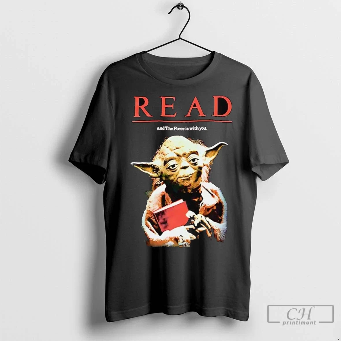 Premium Topher Grace Wearing Yoda Read And The Force - Adult & Kids T-Shirts, Sweatshirts & Hoodies apparel design preview 1