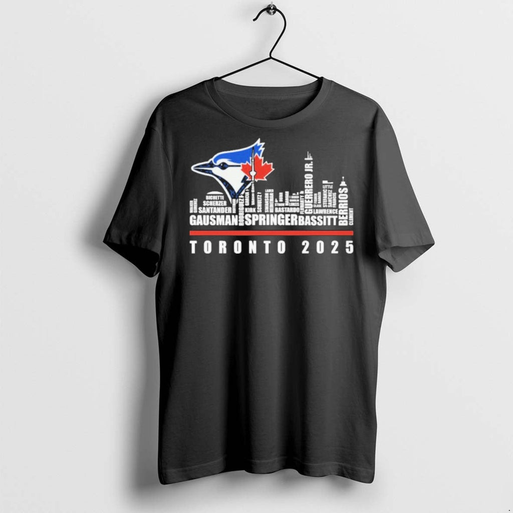 Premium Toronto Blue Jays Skyline Player Name 2025 - Adult & Kids T-Shirts, Sweatshirts & Hoodies apparel design preview 1