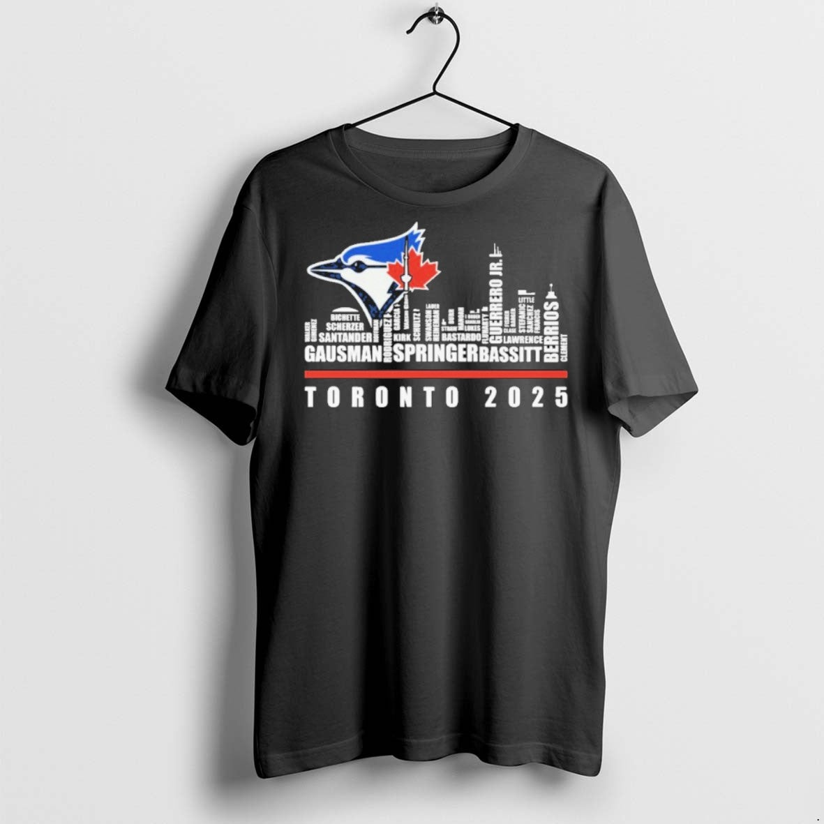 Premium Toronto Blue Jays Skyline Player Name 2025 - Adult & Kids T-Shirts, Sweatshirts & Hoodies apparel design preview 1