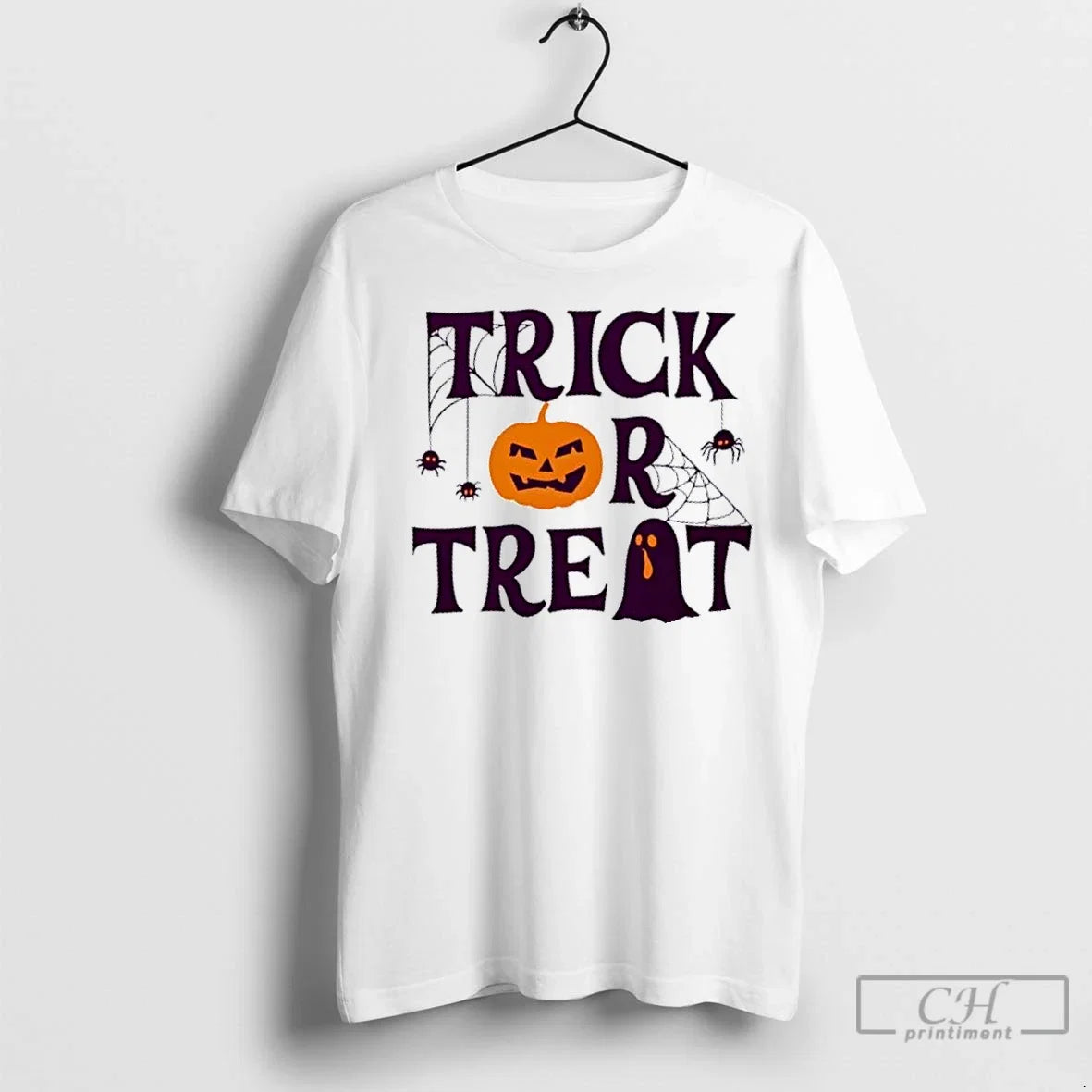Premium Trick Or Treat Pumpkin Ghost Halloween - Adult & Kids T-Shirts, Sweatshirts & Hoodies apparel design preview 1