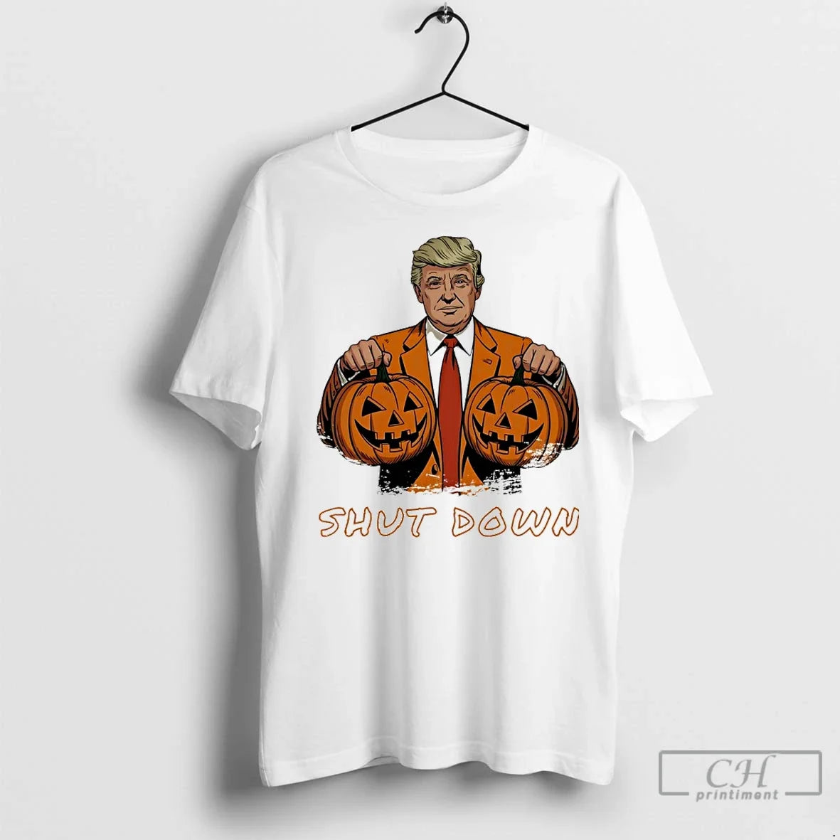 Premium Trump Pumpkin Government Shutdown 2025 - Adult & Kids T-Shirts, Sweatshirts & Hoodies apparel design preview 1