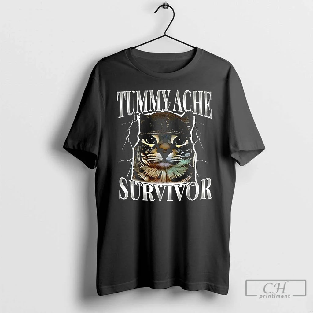 Premium Tummy Ache Survivor Cat - Adult & Kids T-Shirts, Sweatshirts & Hoodies apparel design preview 1