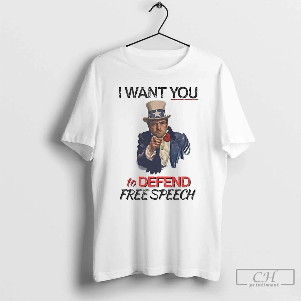 Premium Uncle Sam I Want You To Defend Free Speech - Adult & Kids T-Shirts, Sweatshirts & Hoodies apparel design preview 1