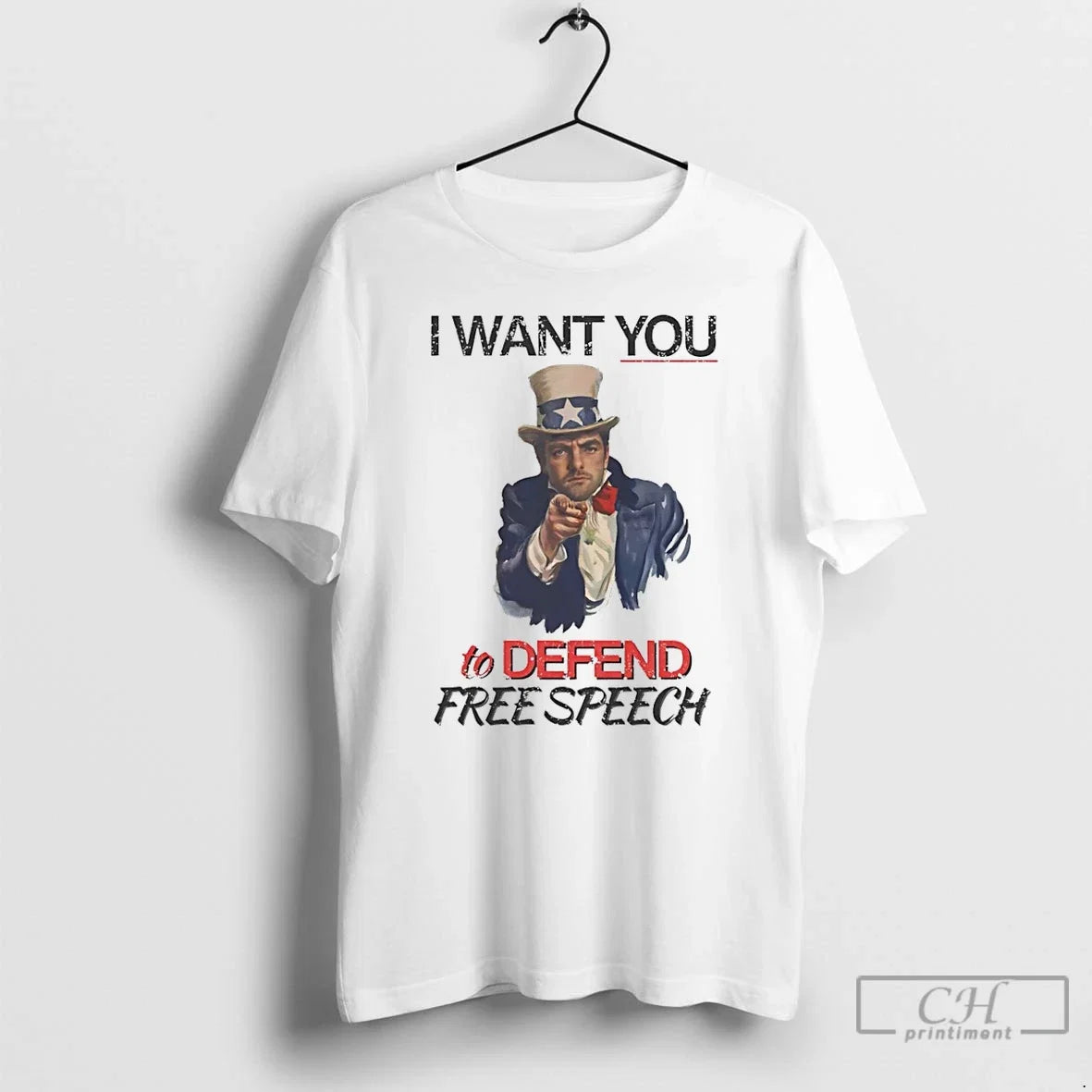Premium Uncle Sam I Want You To Defend Free Speech - Adult & Kids T-Shirts, Sweatshirts & Hoodies apparel design preview 1