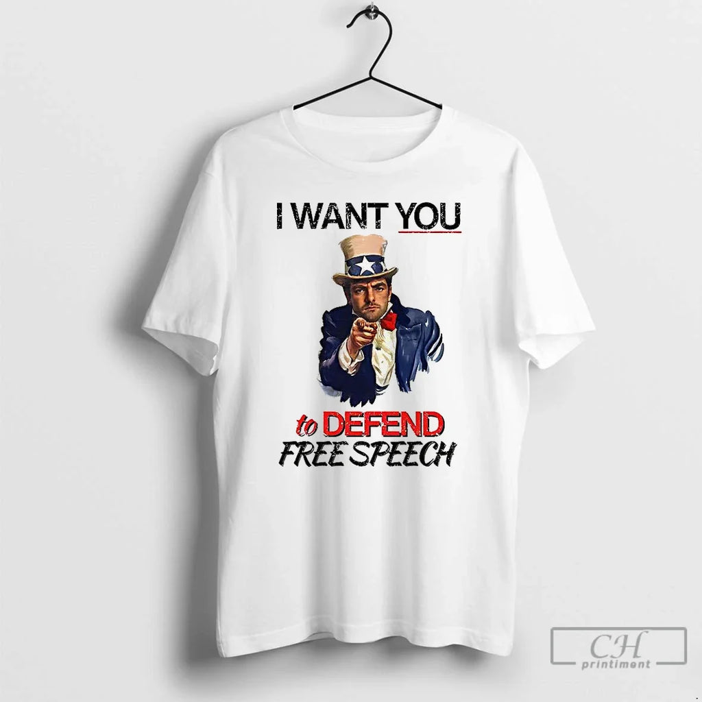 Premium Uncle Sam I Want You To Defend Free Speech - Adult & Kids T-Shirts, Sweatshirts & Hoodies apparel design preview 1