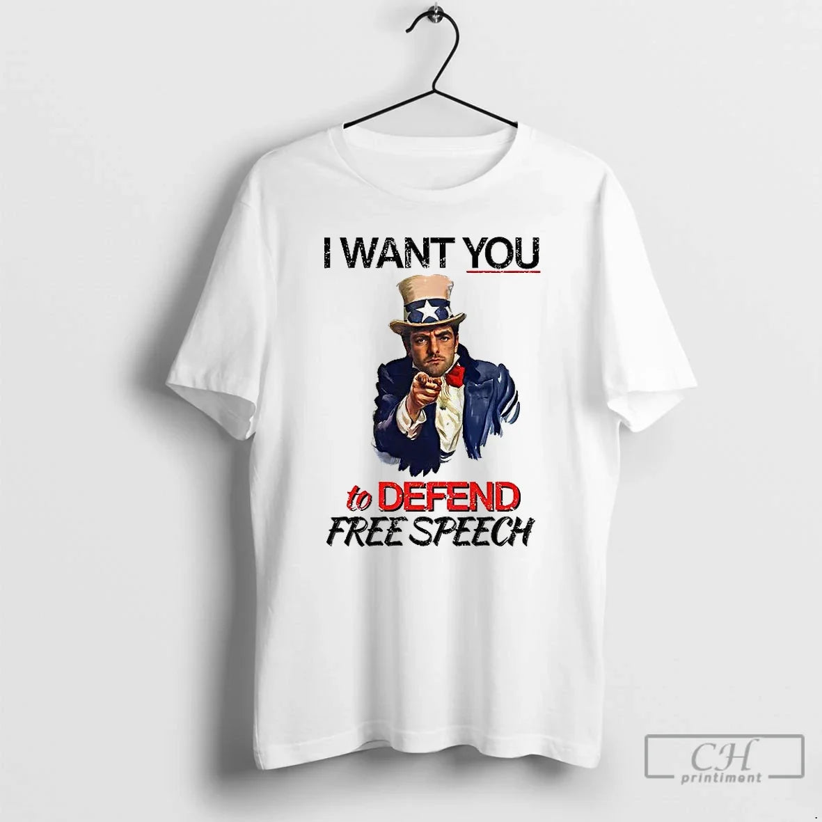 Premium Uncle Sam I Want You To Defend Free Speech - Adult & Kids T-Shirts, Sweatshirts & Hoodies apparel design preview 1