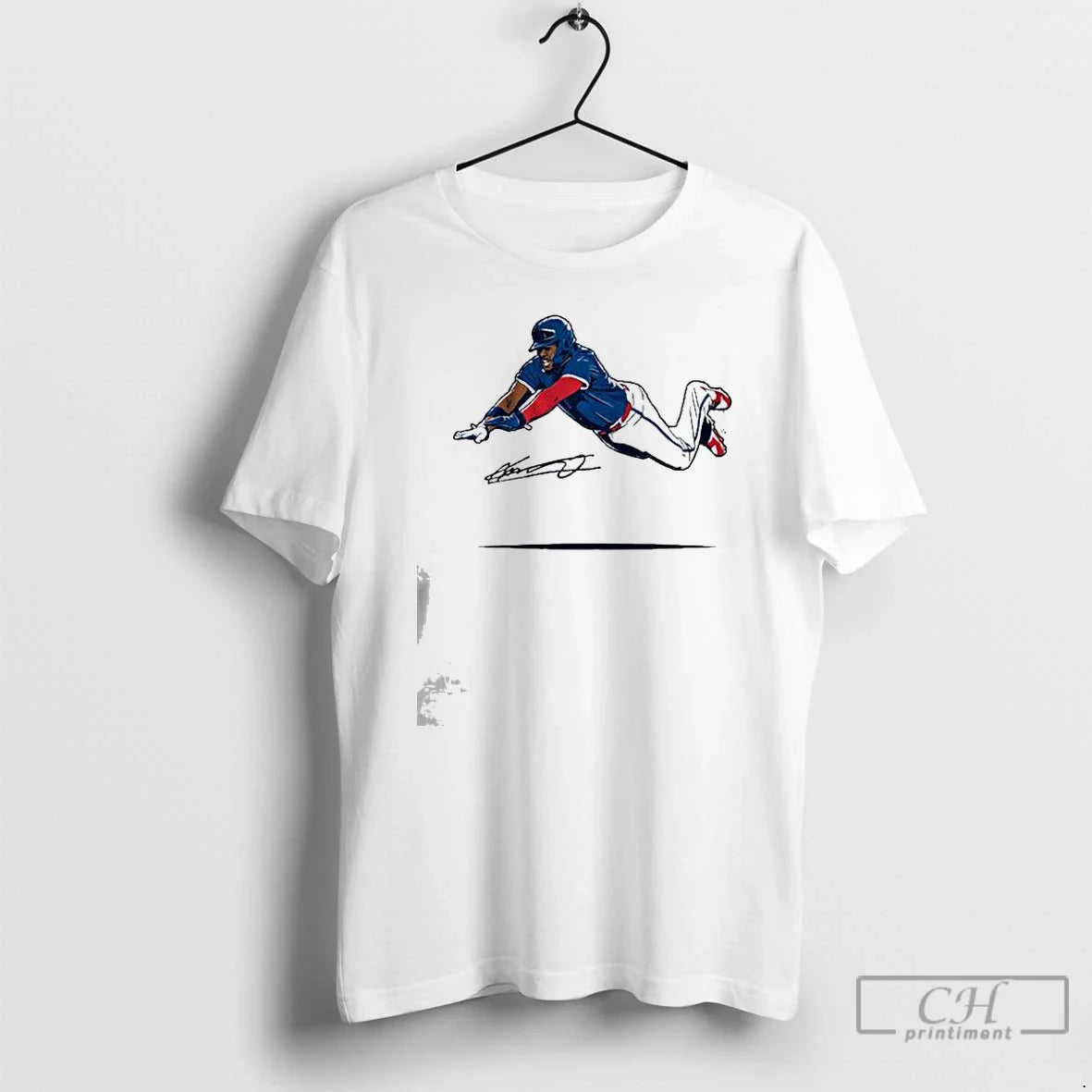 Premium Vladimir Guerrero Jr Super Vlad Flying Slide - Adult & Kids T-Shirts, Sweatshirts & Hoodies apparel design preview 1