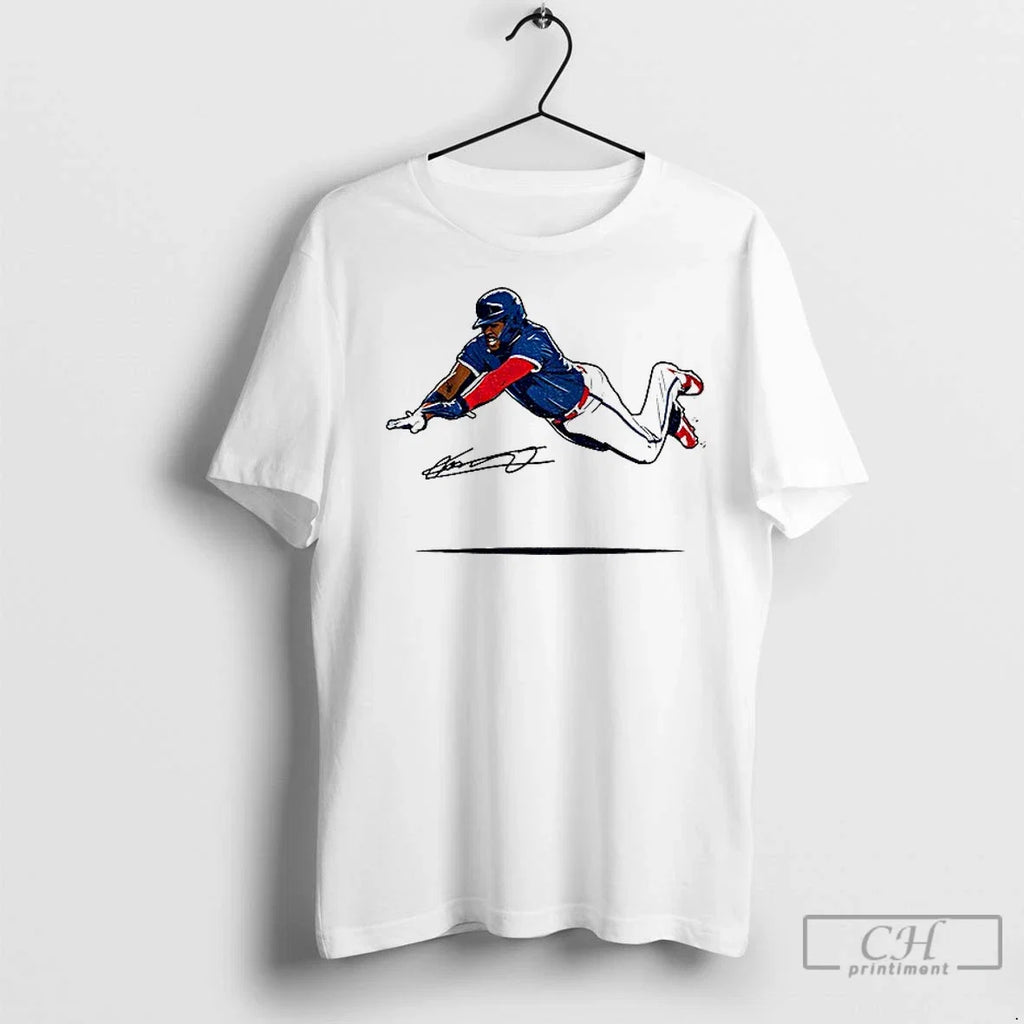 Premium Vladimir Guerrero Jr Super Vlad Flying Slide - Adult & Kids T-Shirts, Sweatshirts & Hoodies apparel design preview 1