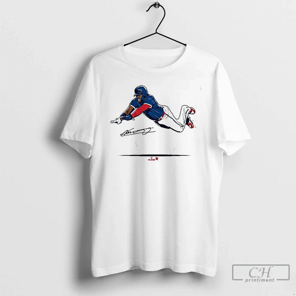 Premium Vladimir Guerrero Jr Super Vlad Flying Slide - Adult & Kids T-Shirts, Sweatshirts & Hoodies apparel design preview 1