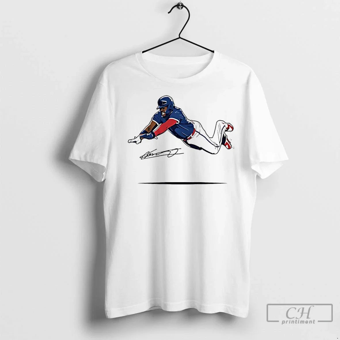 Premium Vladimir Guerrero Jr Super Vlad Flying Slide - Adult & Kids T-Shirts, Sweatshirts & Hoodies apparel design preview 1