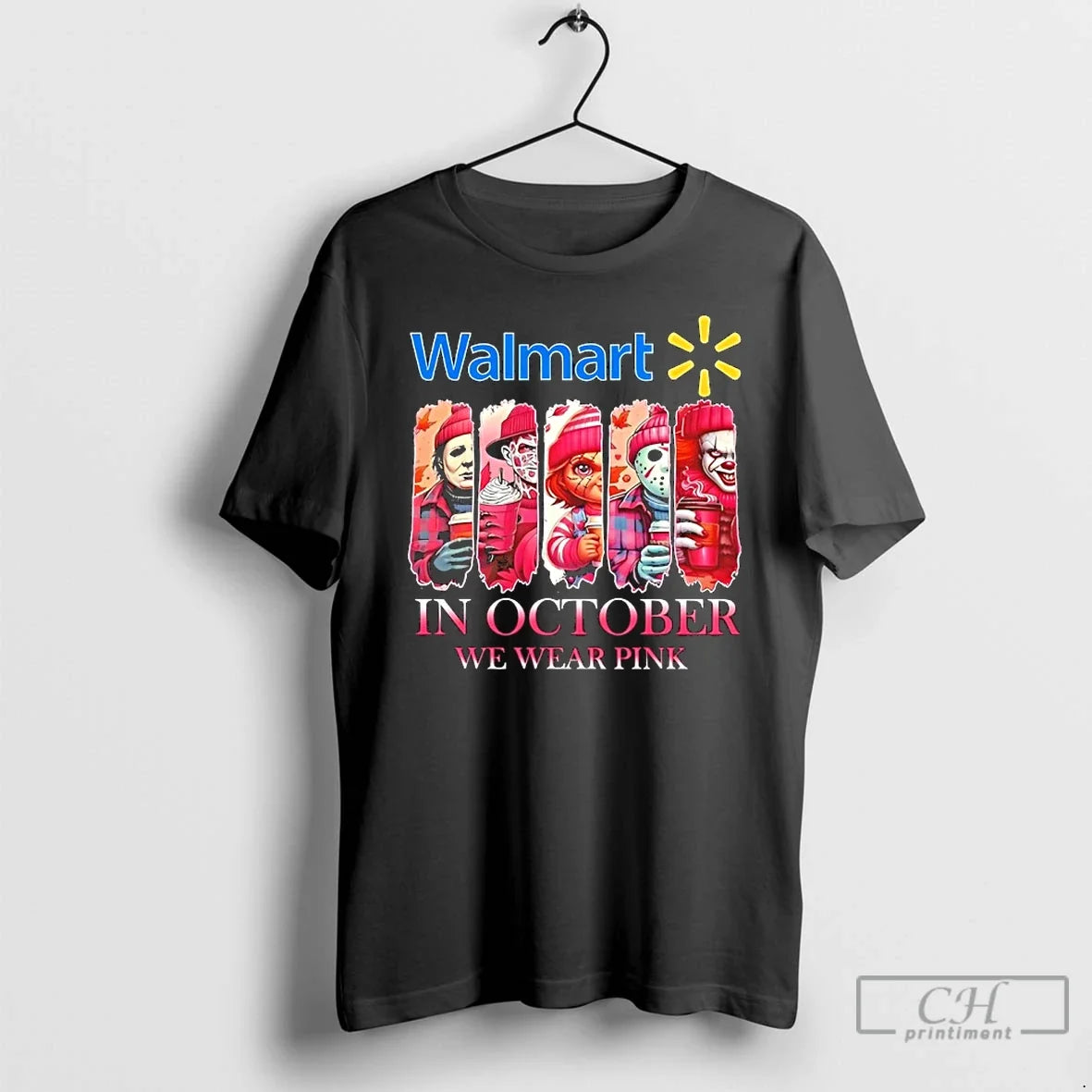 Premium Walmart X Horror Movies Halloween In October - Adult & Kids T-Shirts, Sweatshirts & Hoodies apparel design preview 1