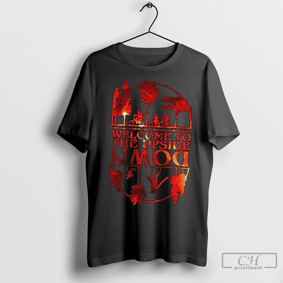 Premium Welcome To The Upside Down Silhouette Sunset - Adult & Kids T-Shirts, Sweatshirts & Hoodies apparel design preview 1