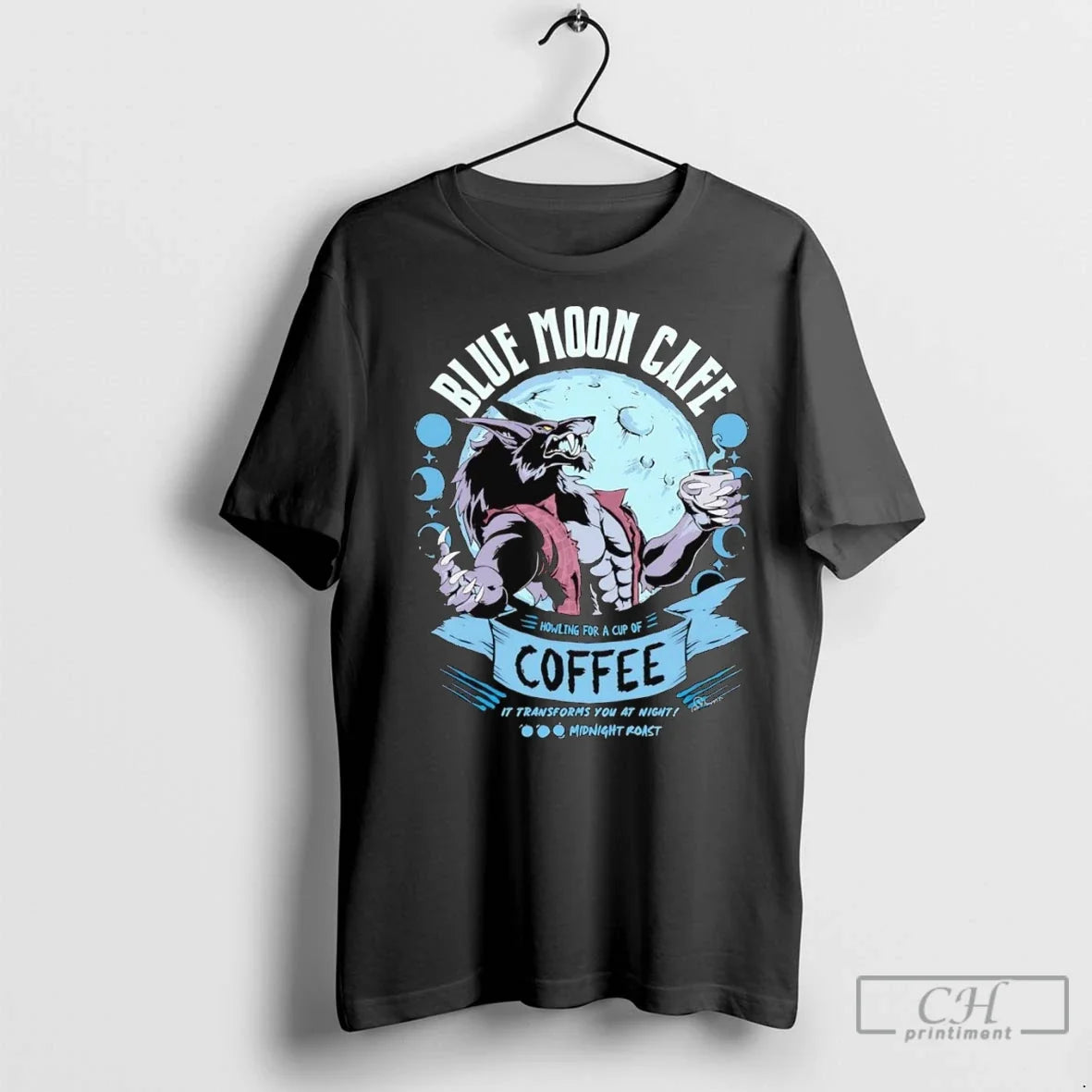 Premium Wolf Blue Moon Cafe Coffee It Transforms You - Adult & Kids T-Shirts, Sweatshirts & Hoodies apparel design preview 1