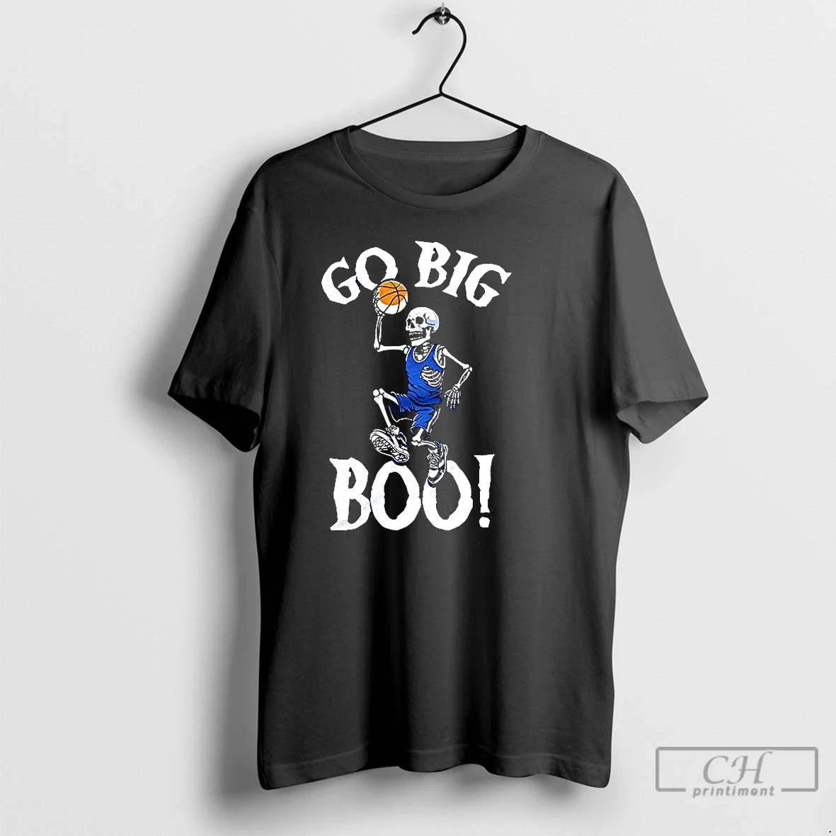 Premium Skeleton Playing Basketball Go Big Boo - Adult & Kids T-Shirts, Sweatshirts & Hoodies apparel design preview 1