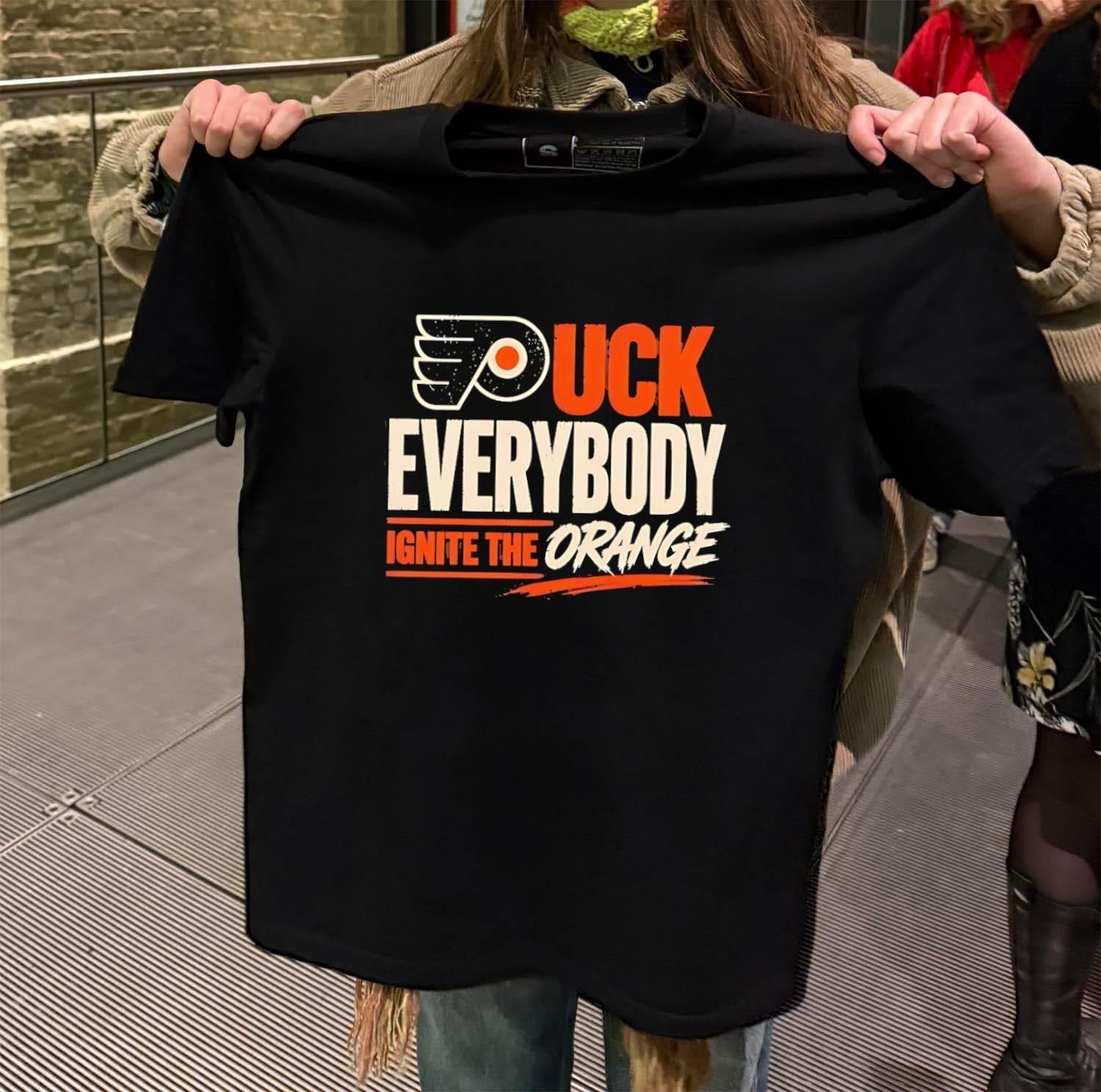 Puck Everybody Ignite The Orange Philadelphia Flyers - Adult & Kids T-Shirts, Sweatshirts & Hoodies apparel design preview 2