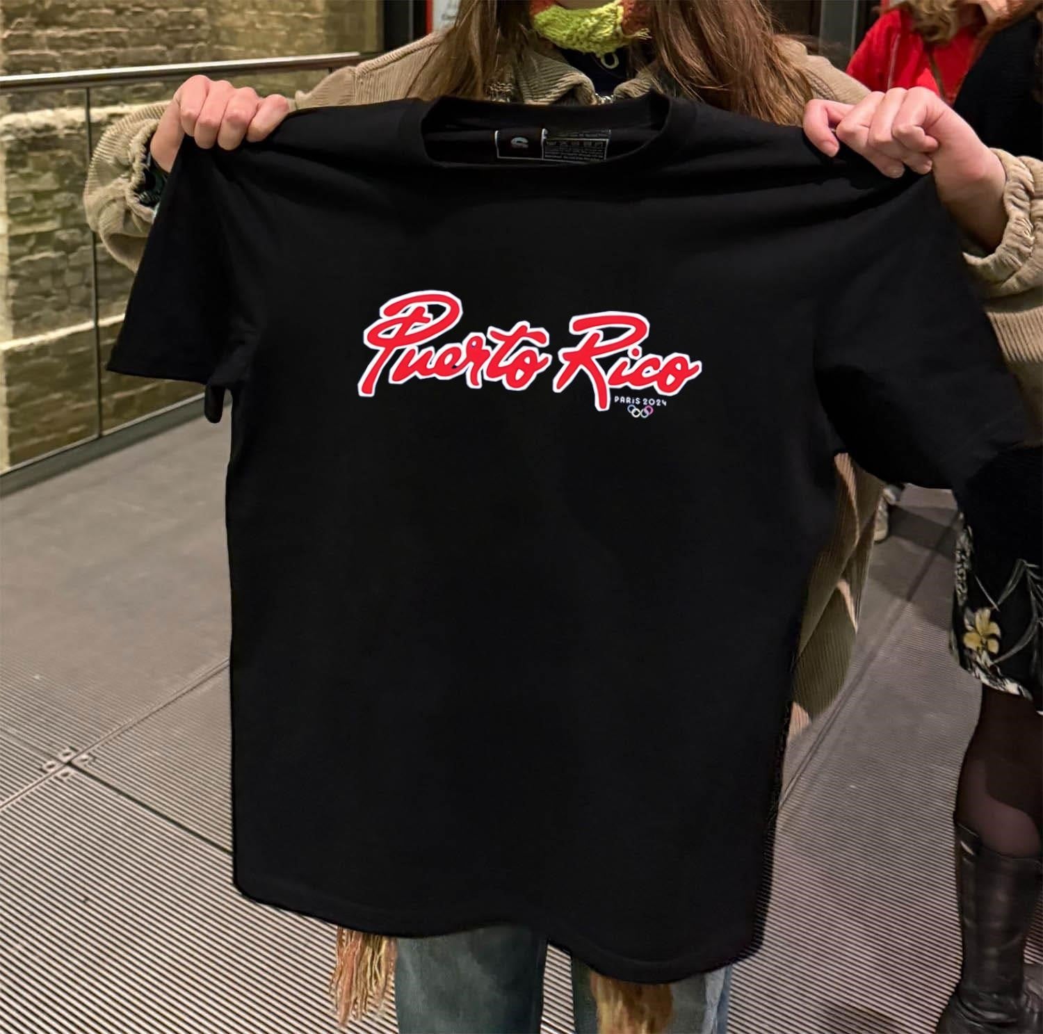 Puerto Rico Olympic Paris 2024 Red Script Logo Summer - Adult & Kids T-Shirts, Sweatshirts & Hoodies apparel design preview 2