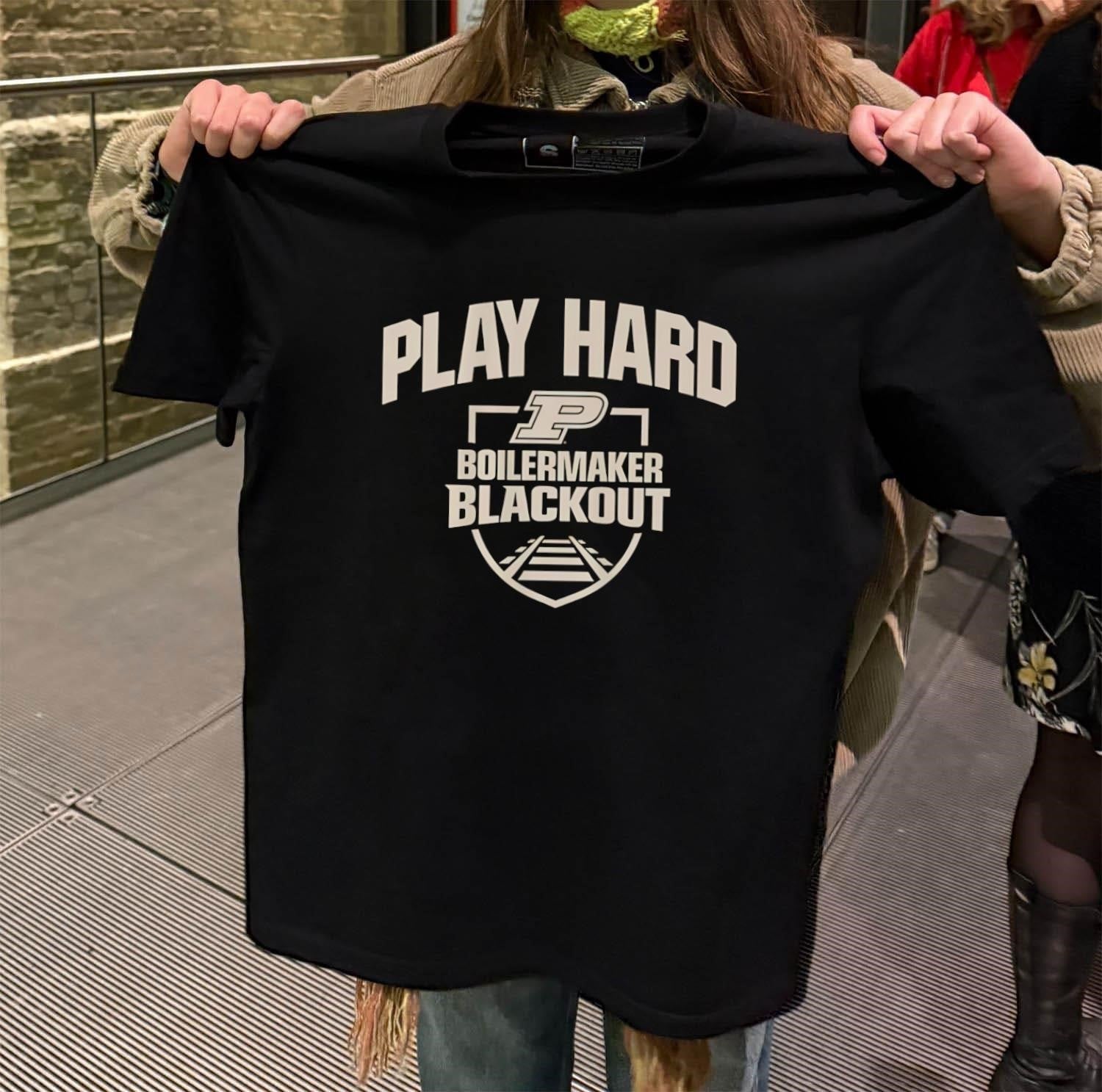 Purdue Play Hard Boilermaker Blackout P Logo - Adult & Kids T-Shirts, Sweatshirts & Hoodies apparel design preview 2