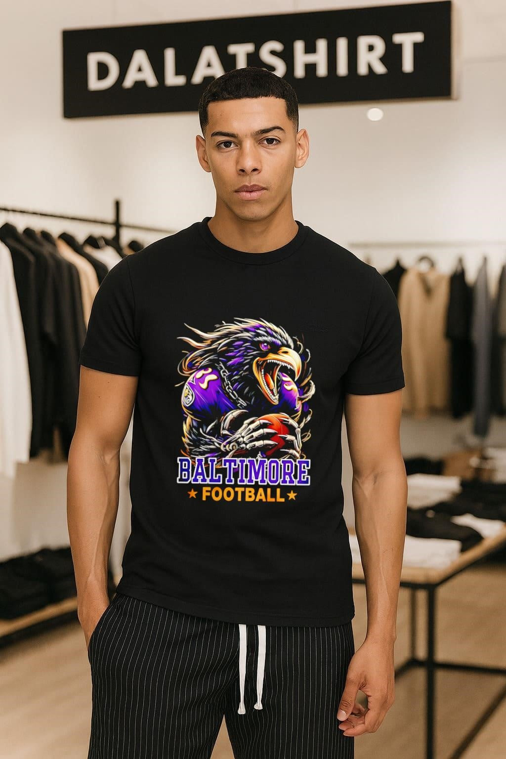 Purple Baltimore Football Crow Raven Head Holding - Adult & Kids T-Shirts, Sweatshirts & Hoodies apparel design preview 1